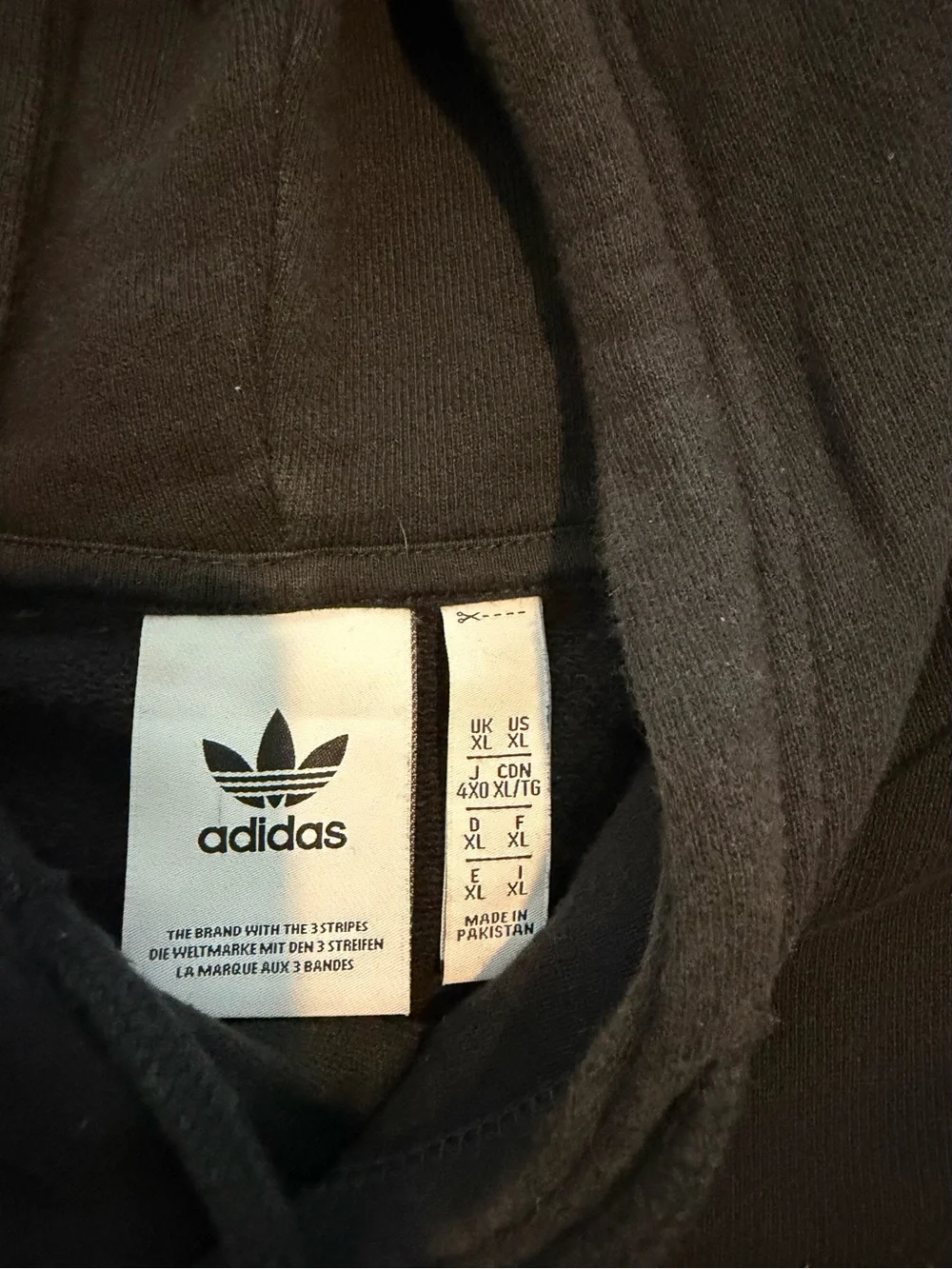 adidas Men’s Solid Black Trefoil Logo Pullover Hoodie Long Sleeve Pockets XL